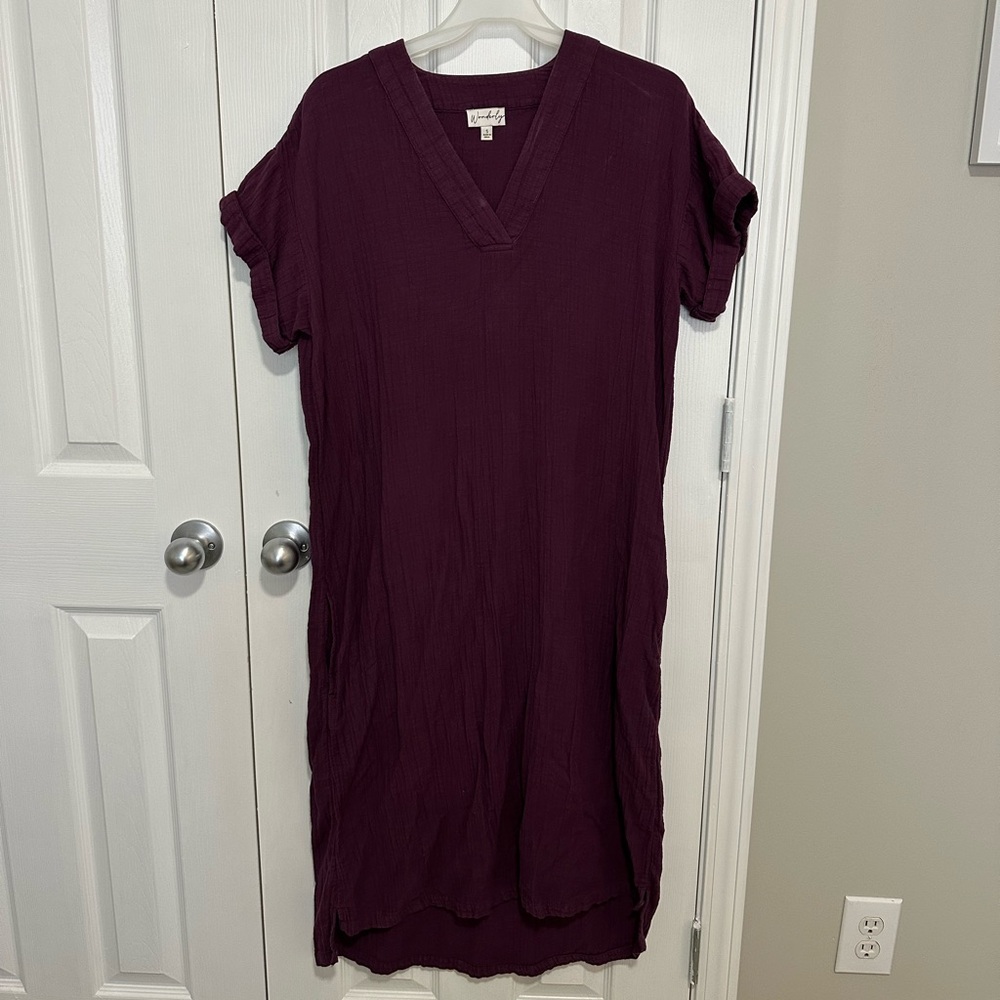 Wonderly Rich Purple V-Neck Dress